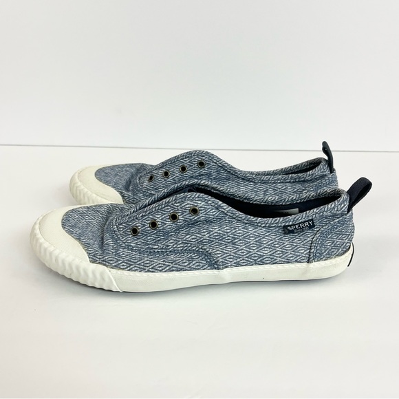 Sherry Slip On Blue White Geometric Print Elastic Stretch Women’s Shoes Size 7 - Picture 5 of 13